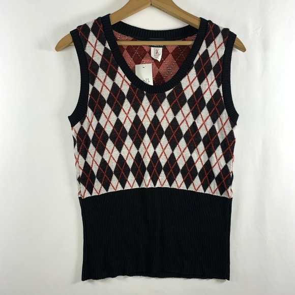 Rue21 Sweaters - VTG Deadstock Rue 21 Womens Y2K Argyle Sweater Vest  XL Preppy Academia USA Made